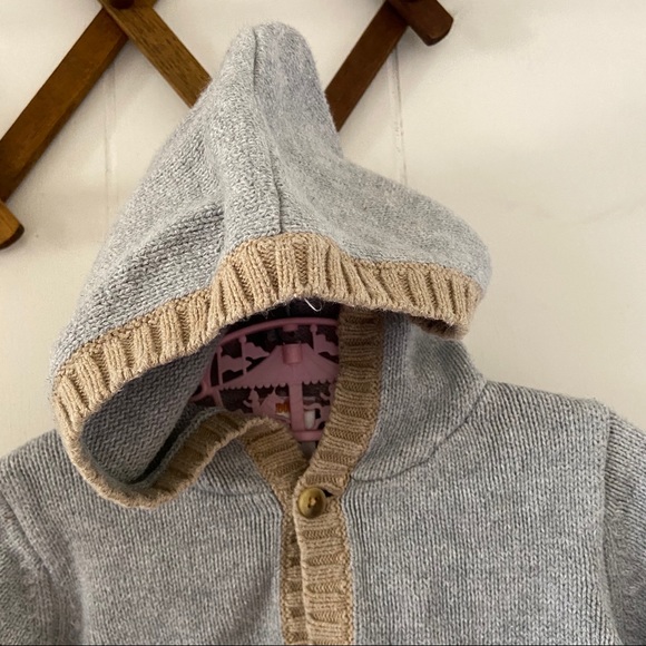 Gymboree • Grey Ram Knit Hooded Sweater - Picture 3 of 5